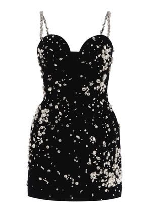 Oscar de la Renta Crystal-Embellished Cupro-Blend Mini Dress - Moda Operandi