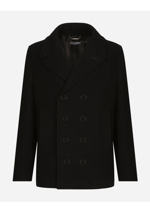 Dolce & Gabbana Double-breasted Wool Pea Coat With Branded Tag - Man Coats And Jackets Black Wool 54