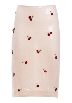 DES_PHEMMES Cherry-Sequined Midi Skirt - Moda Operandi