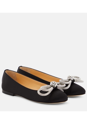 Mach & Mach Double Bow satin ballet flats