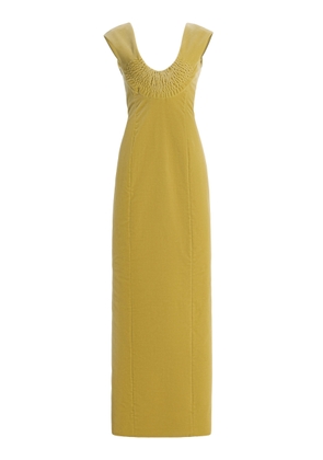COLLEEN ALLEN Split-Detailed Cotton-Velvet Maxi Dress - Moda Operandi
