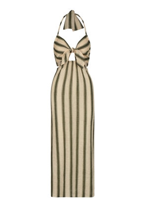 Johanna Ortiz Los Siete Mares Cutout Linen Midi Dress - Moda Operandi