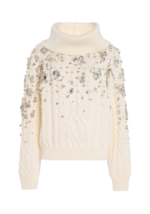 Oscar de la Renta Crystal-Embellished Wool Sweater - Moda Operandi