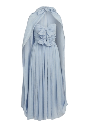 SALON 1884 Tiepolo Pleated-Capelet Linen Dress - Moda Operandi