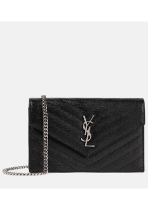 Saint Laurent Cassandre matelasse envelope leather wallet on chain