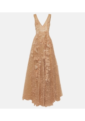 Costarellos Applique tulle gown