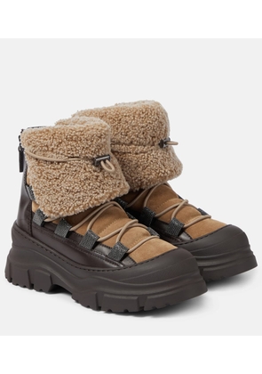 Brunello Cucinelli Shearling-lined suede ankle boots