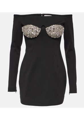 Area Crystal-embellished off-shoulder minidress