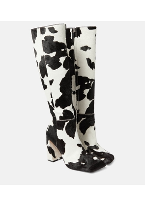 Amina Muaddi Marine calf hair knee-high boots