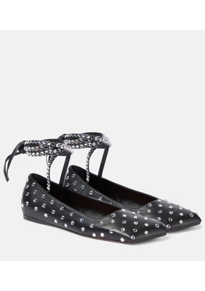 Amina Muaddi Ane embellished leather ballet flats