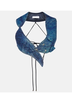 Area Printed denim crop top