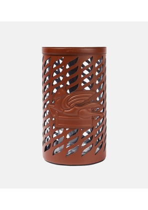 Etro Pegaso leather-trimmed glass vase