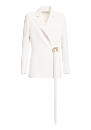 Elie Saab Crystal-Embellished Cady Wrap Blazer - Moda Operandi