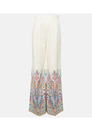 Etro Printed cotton-blend wide-leg pants