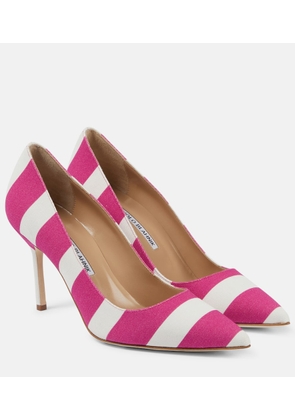 Manolo Blahnik BB 90 striped canvas pumps
