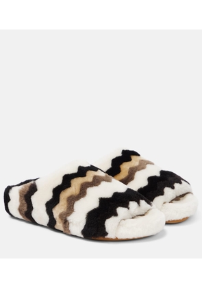 Chloe Saam chevron shearling slides