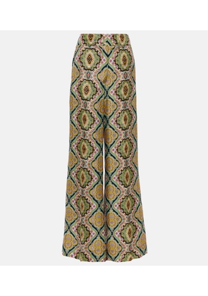 Etro Printed silk wide-leg pants