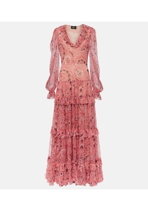 Etro Ruffled tiered paisley silk gown