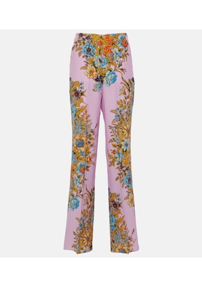 Etro Floral high-rise silk wide-leg pants
