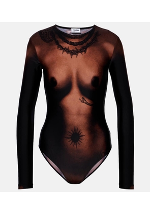 Jean Paul Gaultier Tattoo trompe-l'oil jersey bodysuit