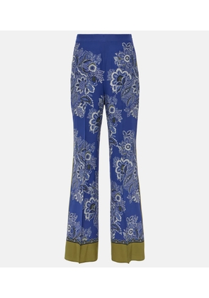 Etro Paisley high-rise silk wide-leg pants