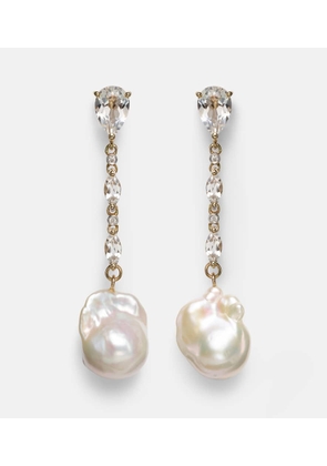 Mateo 14kt gold earrings with pearls, diamonds, and topaz