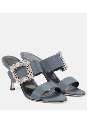 Manolo Blahnik Gable Jewel embellished Crepe de Chine sandals