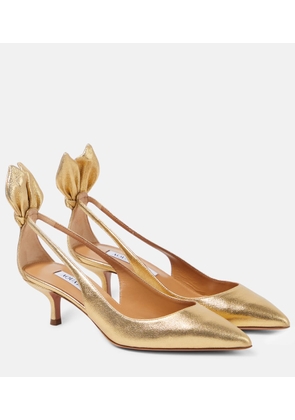 Aquazzura Bow Tie metallic leather pumps