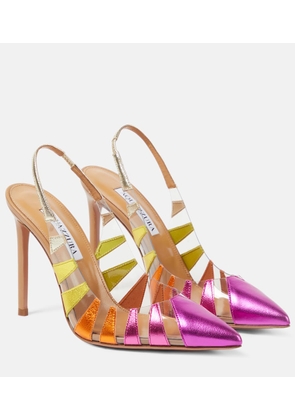 Aquazzura Hot Rumor leather and PVC 105 slingback pumps