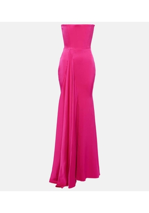 Alex Perry Strapless draped crepe satin gown