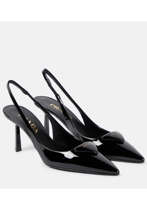 Prada Logo patent leather slingback pumps