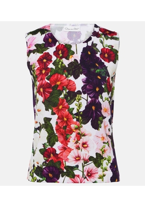 Oscar de la Renta Floral cotton-blend tank top