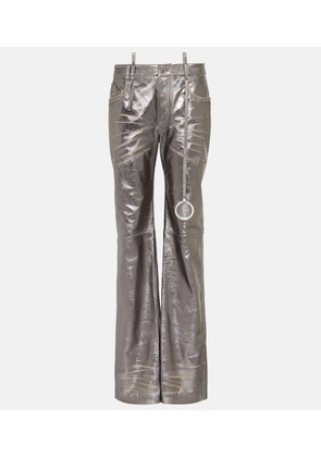 The Attico Metallic leather straight pants