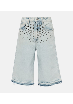 Alessandra Rich Embellished denim Bermuda shorts