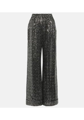 Dolce&Gabbana Sequined high-rise wide-leg pants