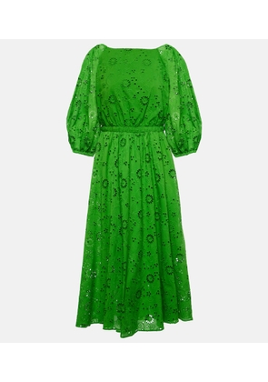 Carolina Herrera Openwork embroidered cotton midi dress