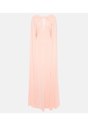 Monique Lhuillier Caped keyhole satin gown