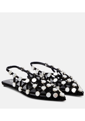 The Attico Grid embellished suede ballet flats
