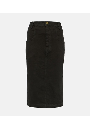 Frame The High Waisted Seamed denim midi skirt