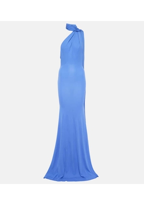 Alex Perry Scarf-detail open-back jersey gown