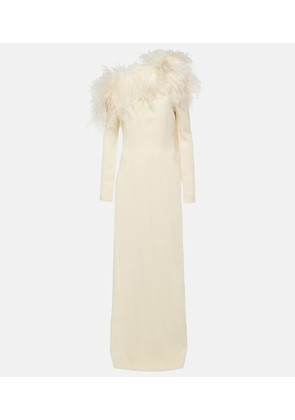 Taller Marmo Garbo feather-trimmed crepe gown