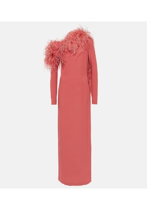 Taller Marmo Garbo feather-trimmed gown