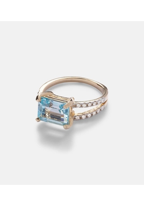 Mateo Point of Focus 14kt gold ring with diamonds and topaz