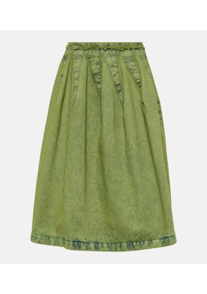 Marni Pleated denim midi skirt