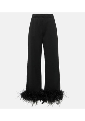 Prada Feather-trimmed cotton sweatpants