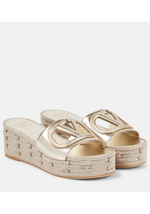 Valentino Garavani VLogo Signature metallic leather slides