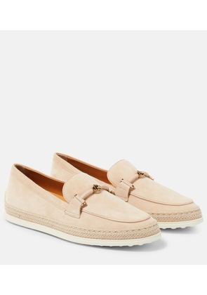 Tod's T Ring suede loafers