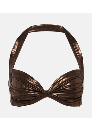 Norma Kamali Bill metallic bikini top