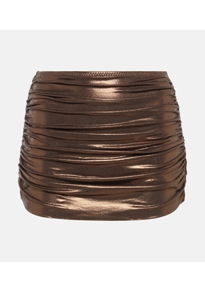Norma Kamali Metallic ruched swim skirt