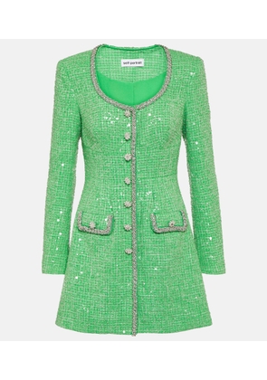 Self-Portrait Sequined boucle minidress
